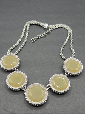 Banana Republic Necklace Silver Tone Twisted Chain Large Circle Beads 20"